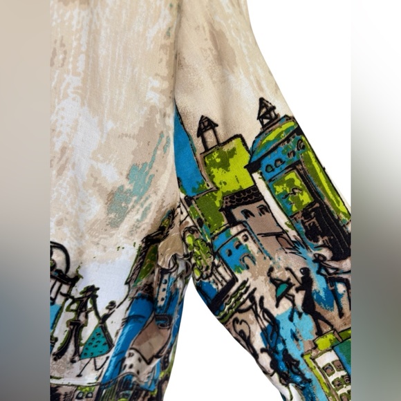 Christopher & Banks Beige Artistic Patterned Top Size Large - Picture 5 of 8